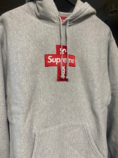 Supreme Cross Box Logo Hooded Sweatshirt "Grey"