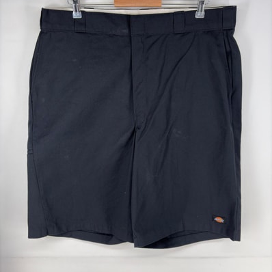 古着 ディッキーズ Dickies パンツ ハーフ ワーク ジッパーフライ ショート 大きいサイズ ワンポイントロゴ w40 ブラック系 メンズ