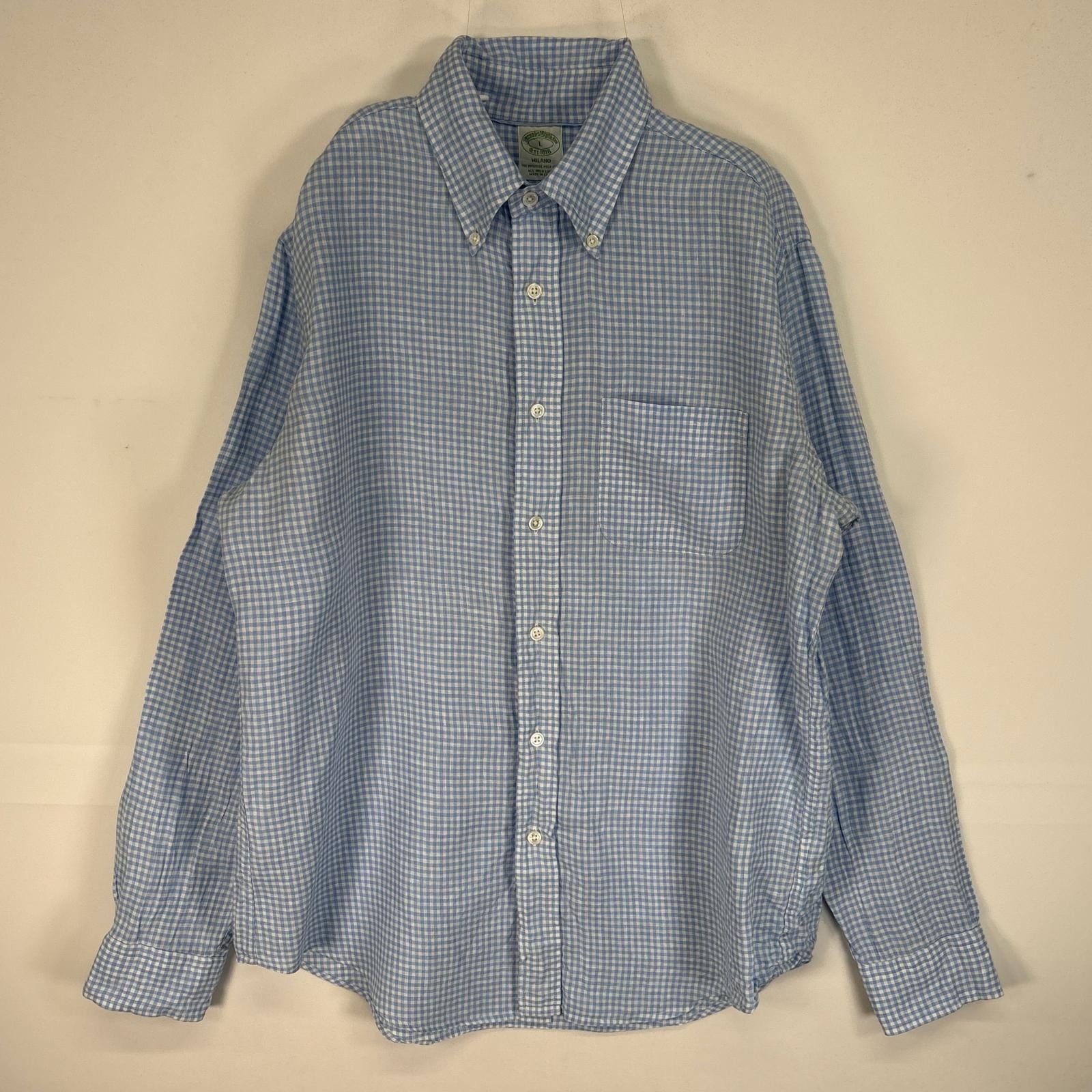 古着 ブルックスブラザーズ Brooks Brothers 長袖シャツ チェック 胸ポケ MILANO L 水色 チェック メンズ