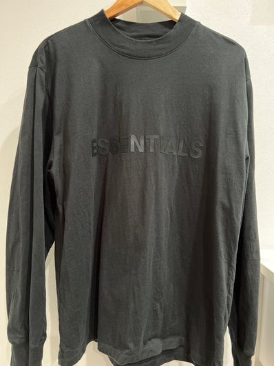 FEAR OF GOD ESSENTIALS 3D Silicon Applique Boxy Long Sleeve T-Shirt "Black"