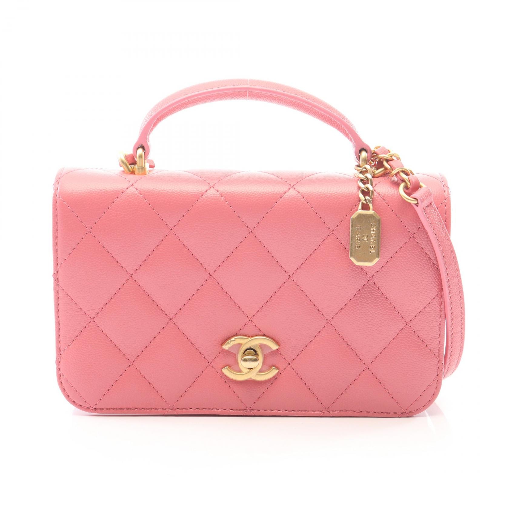 シャネル CHANEL マトラッセ トップハンドル 2WAY ショルダーバッグ バッグ キャビアスキン(グレインドカーフ) レディース ピンク系 AS4284 【中古】