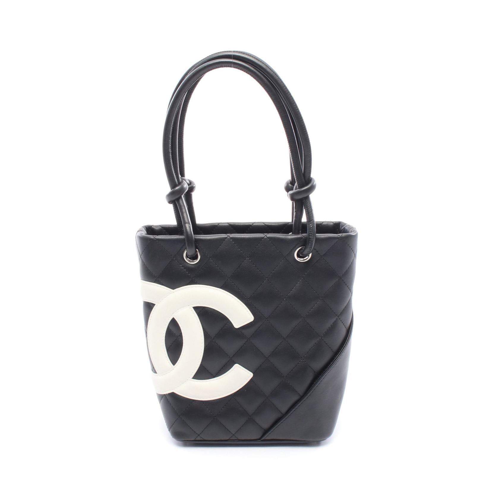 シャネル CHANEL カンボンライン スモール トートバッグ バッグ レザー レディース ブラック系 / ホワイト系 【中古】