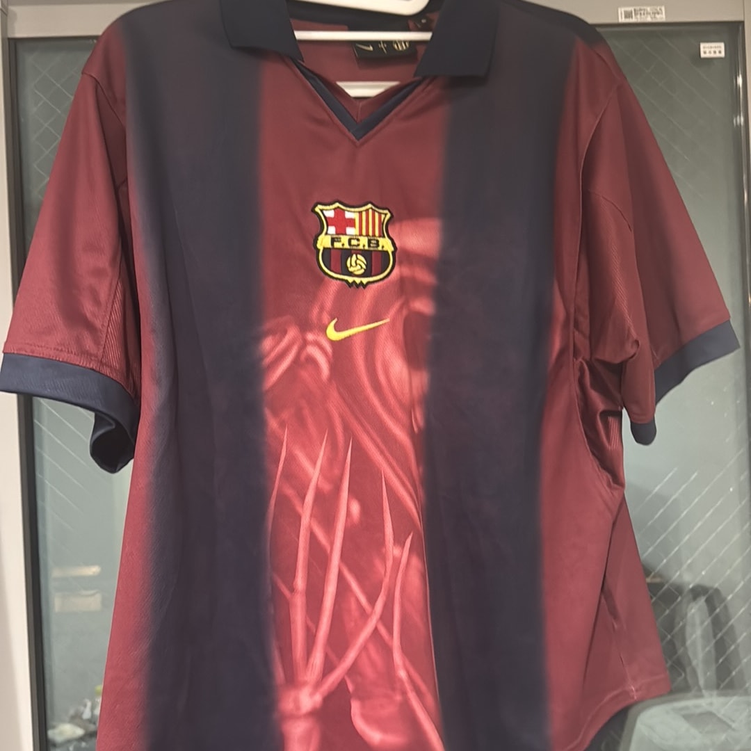 Travis Scott Cactus Jack x Nike x FC Barcelona Retro 2000/01 Home Skeleton Jersey "Burgundy"