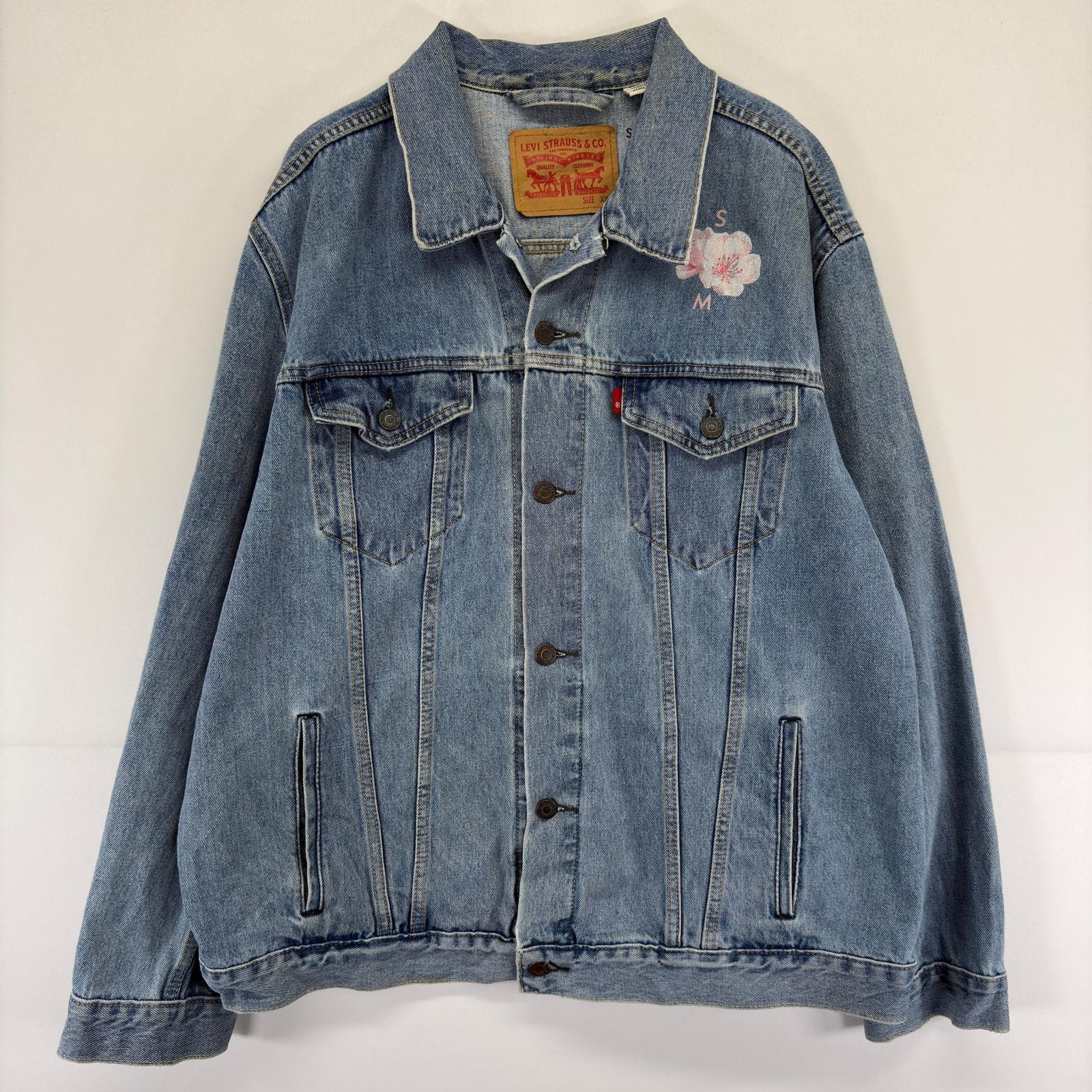 古着 リーバイス Levi's ジャケット ショーン・メンデス コラボ バックプリント 大きいサイズ デニム ジージャン 2XL  ブルー メンズ