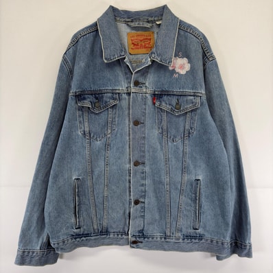 古着 リーバイス Levi's ジャケット ショーン・メンデス コラボ バックプリント 大きいサイズ デニム ジージャン 2XL ブルー メンズ