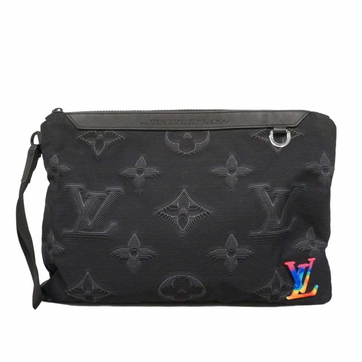 【6dc3435】ルイヴィトン クラッチバッグ ポシェットリバーシブル M80142 ブラック【中古】メンズ