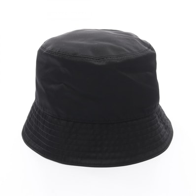 プラダ PRADA Re-Nylon バケット ハット 帽子 ナイロン コットン メンズ レディース ブラック系 【中古】