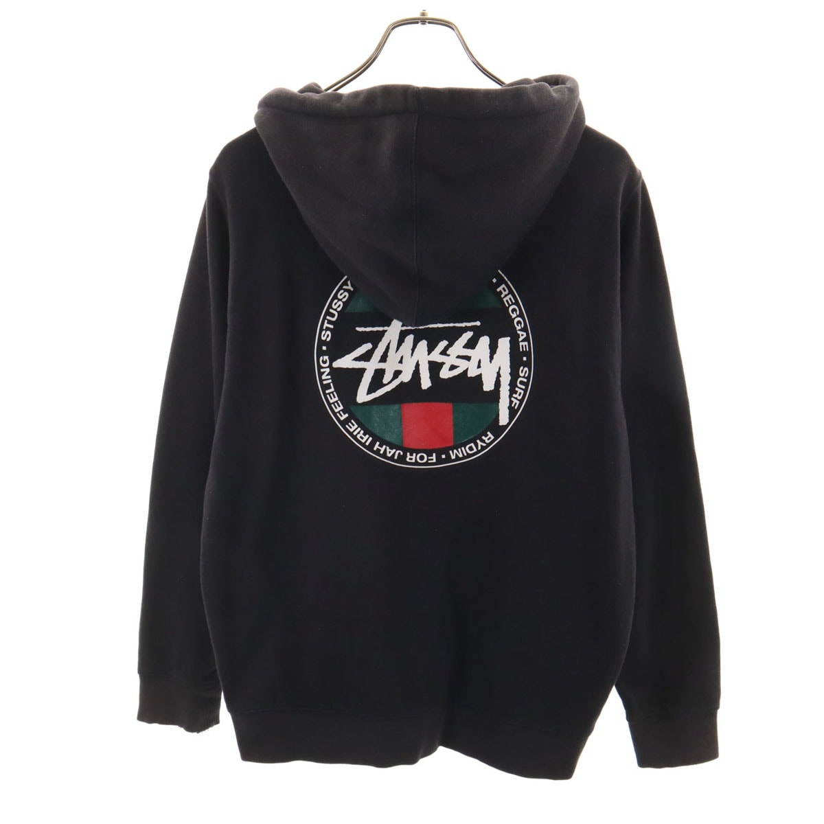 STUSSY ステューシー USA製 バックロゴ 長袖 スウェット ジップパーカー S ブラック