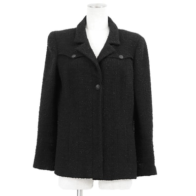 【美品】CHANEL シャネル ヴィンテージ ツイードジャケット サイズ 40 レディース 04A P24331 2004年製 ウール × ナイロン アウター ブラック 黒 フランス製