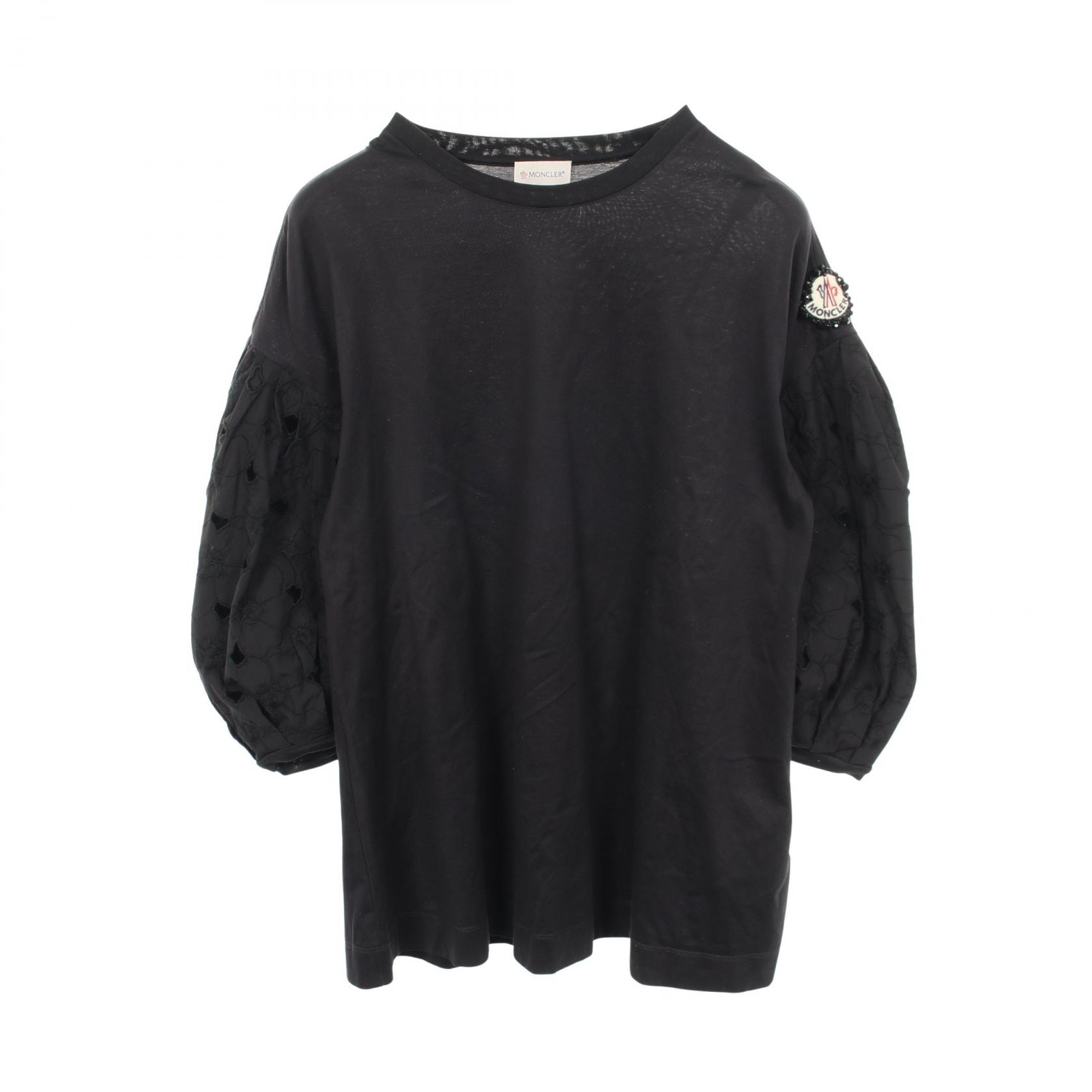 モンクレール MONCLER MONCLER GENIUS 4 SIMONE ROCHA フローラル刺繍切替 カットソー 衣料品 トップス コットン レディース ブラック系 【中古】