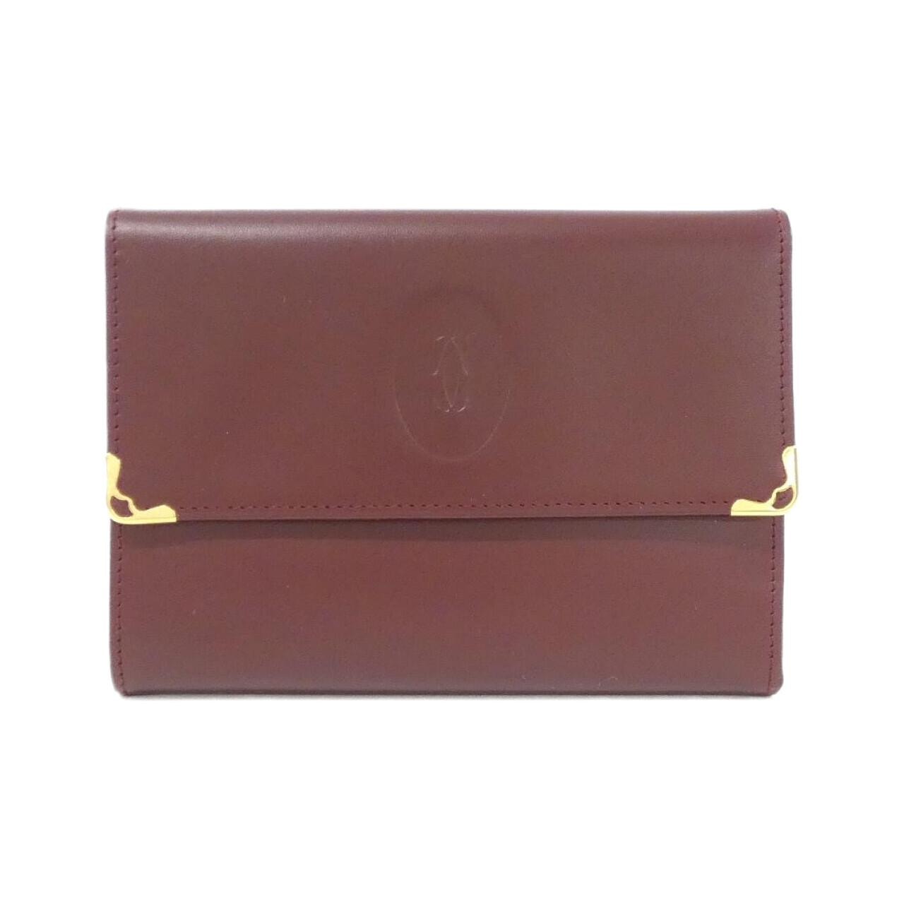 【6dd4351】カルティエ 札入れ マスト レザー ボルドー ゴールド金具【中古】メンズ レディース ユニセックス Cartier - ☆SALE【6dd4351】カルティエ 札入れ マスト レザー