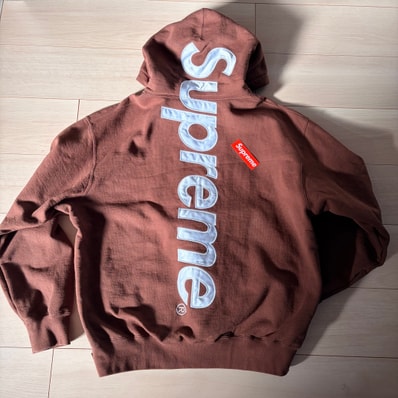 Supreme Satin Applique Hooded Sweatshirt "Brown" (24FW)