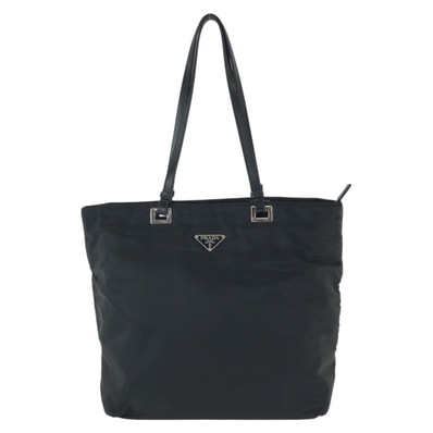 美品 PRADA プラダ テスート 三角ロゴプレート ブラック 黒 シルバー金具 ナイロン レザー/ トートバッグ ショルダーバッグ 602723 【中古】