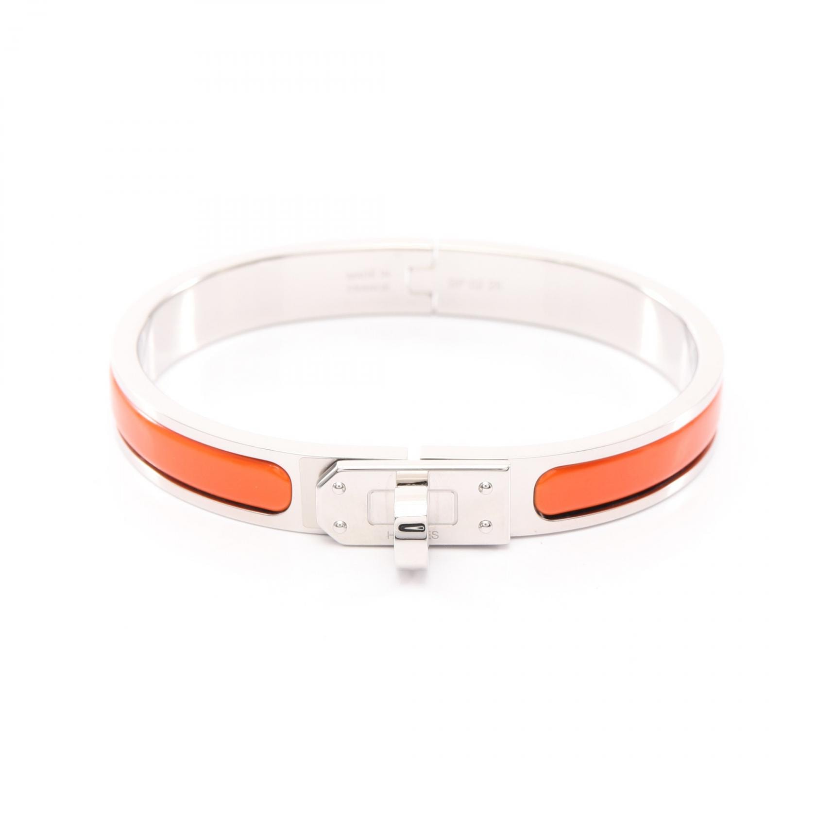 エルメス HERMES ミニ クリック ケリー バングル アクセサリー ステンレススチール エナメル オレンジ レディース シルバー系 / オレンジ系 【中古】