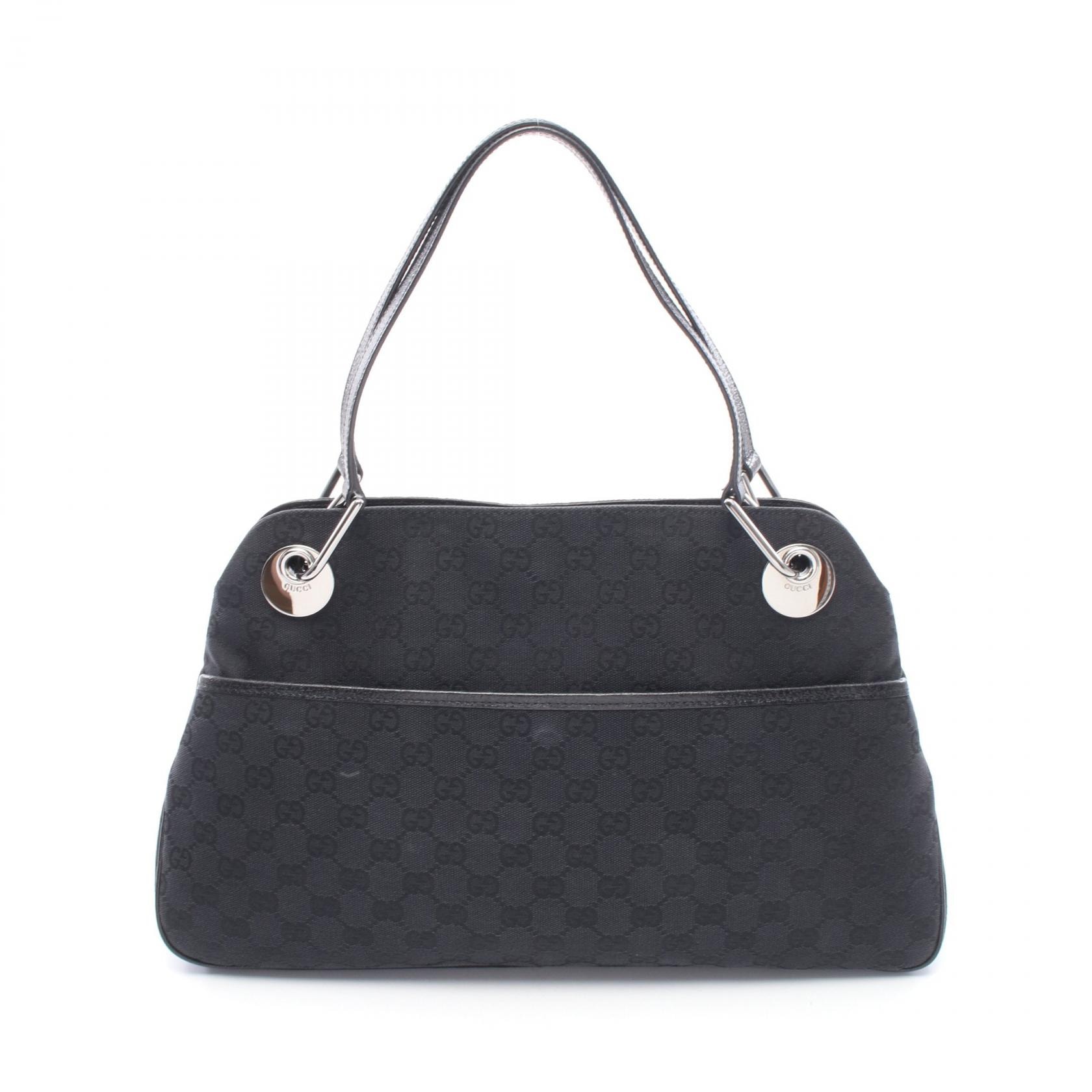 グッチ GUCCI GGキャンバス ショルダーバッグ バッグ キャンバス レザー レディース ブラック系 121023 【中古】