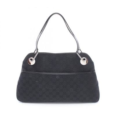 グッチ GUCCI GGキャンバス ショルダーバッグ バッグ キャンバス レザー レディース ブラック系 121023 【中古】