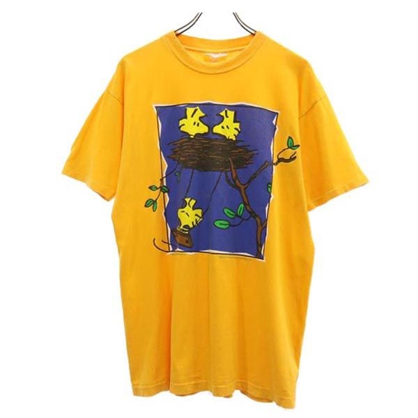 SUMMIT サミット 90s USA製 オールド スヌーピ ウッドストック プリント 半袖 Tシャツ オレンジ系 PEANUTS シングルステッチ