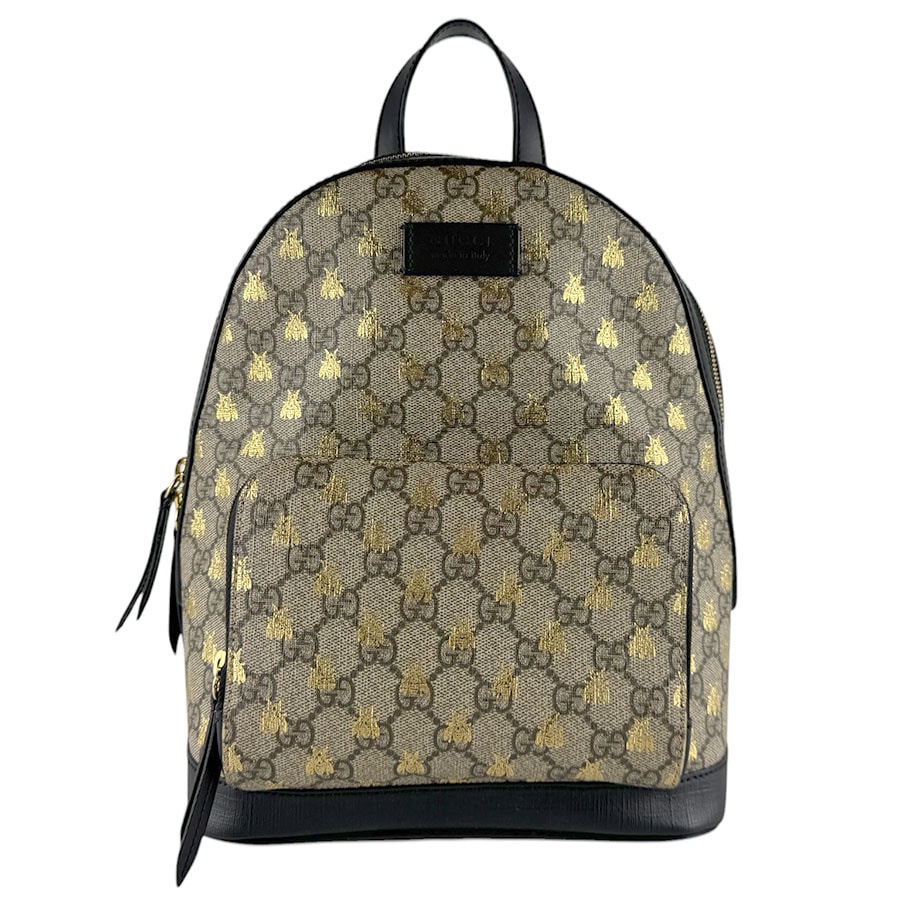 グッチ GUCCI リュック Bee GGスプリームキャンバス ブラウン/ブラック/ゴールド レディース 427042【中古】 z9384