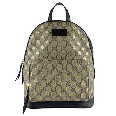グッチ GUCCI リュック Bee GGスプリームキャンバス ブラウン/ブラック/ゴールド レディース 427042【中古】 z9384