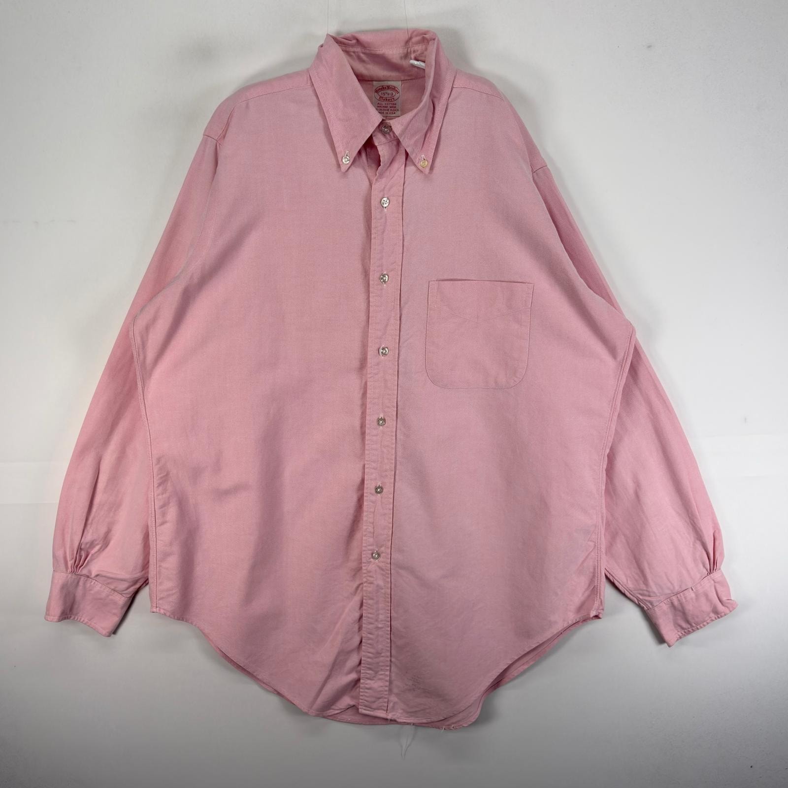 古着 ブルックスブラザーズ Brooks Brothers USA製 長袖シャツ Makers USA製 M ピンク系 無地 メンズ