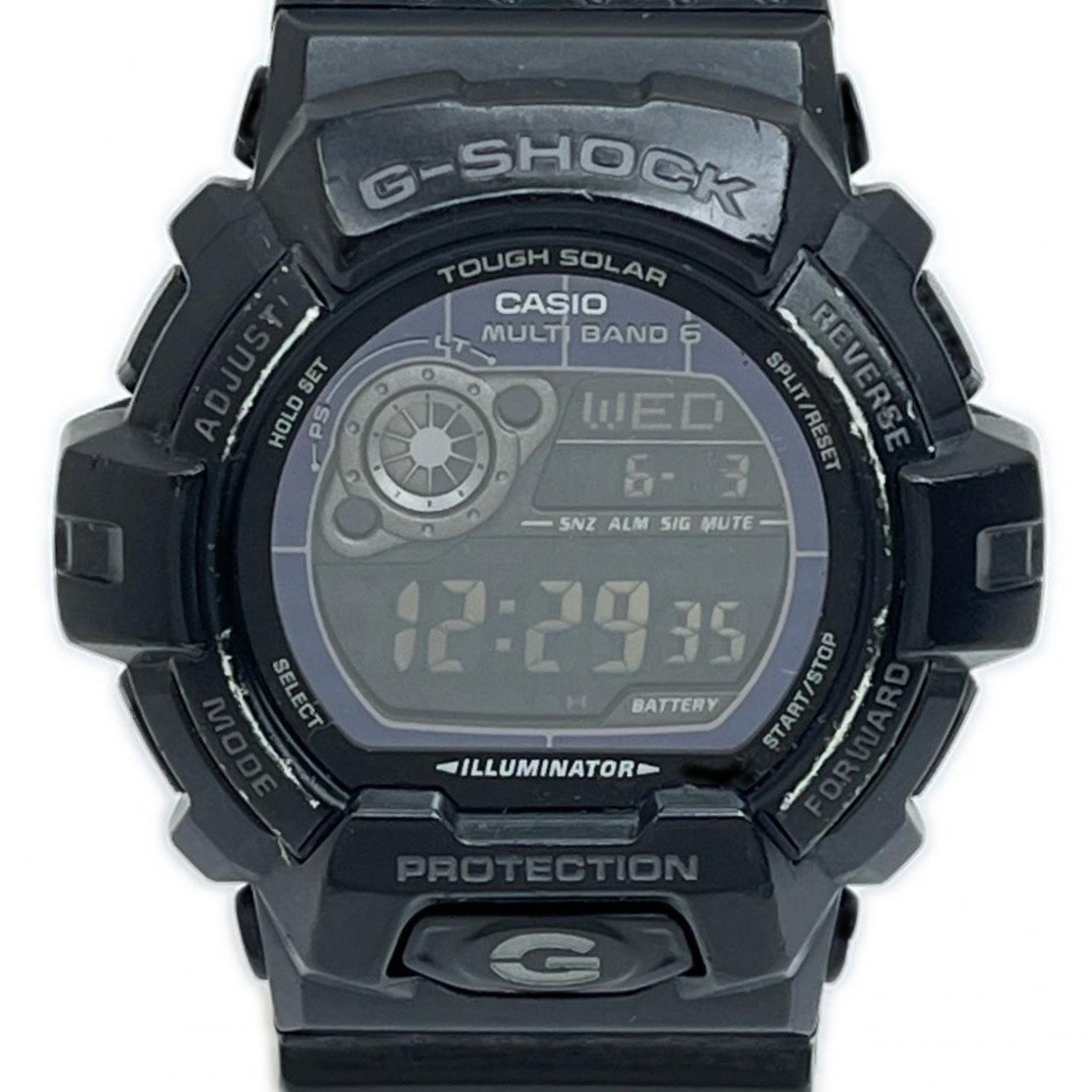 CASIO カシオ 腕時計 電波ソーラー G-SHOCK 本体のみ ラバー ブラック ベルトダメージ有 GW-8900A