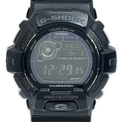 CASIO カシオ 腕時計 電波ソーラー G-SHOCK 本体のみ ラバー ブラック ベルトダメージ有 GW-8900A