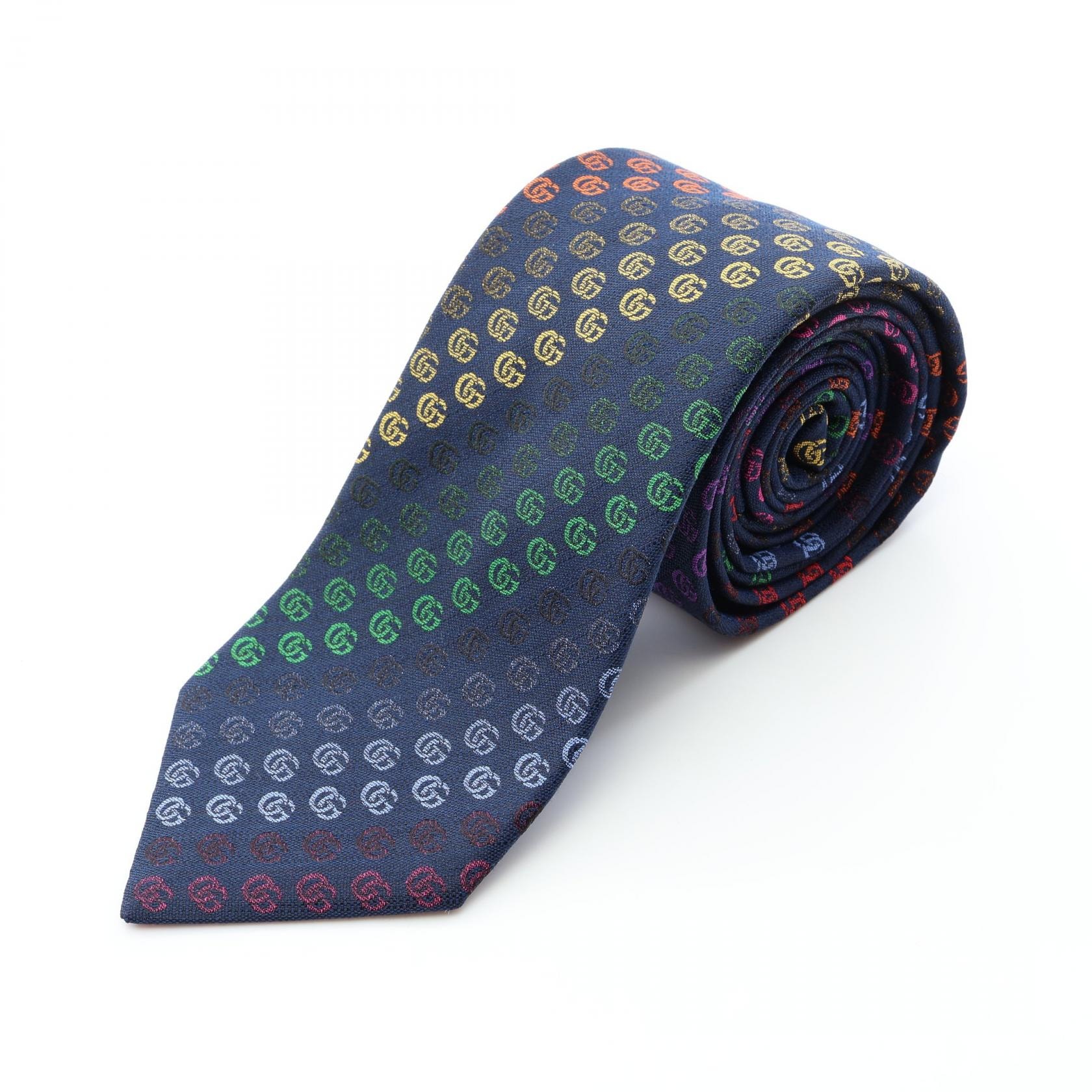 グッチ GUCCI GG柄 ネクタイ 衣料品 シルク メンズ ネイビー系 / マルチカラー 【中古】