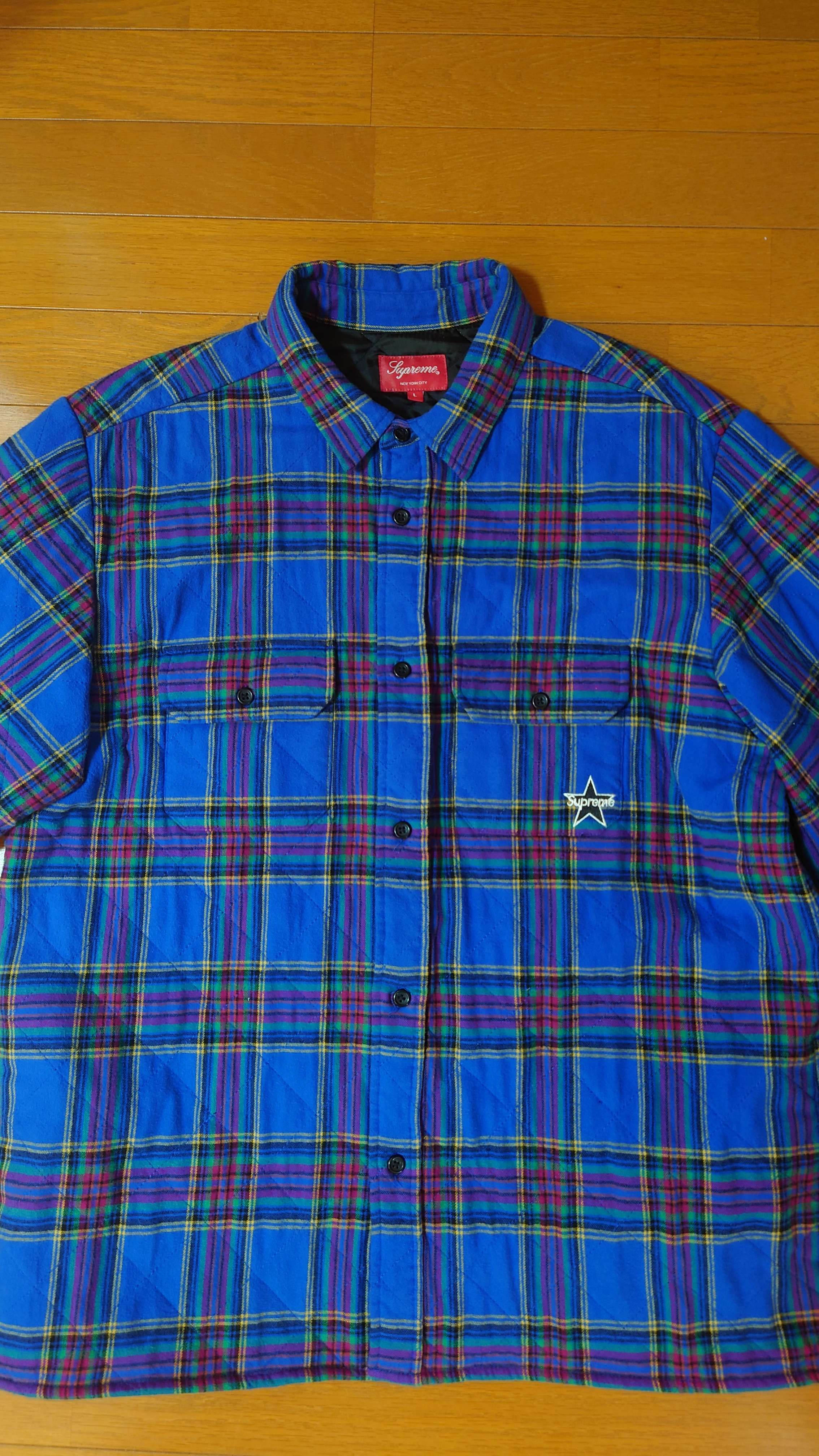 Supreme Quilted Plaid Flannel Shirt "Dusty Royal"
