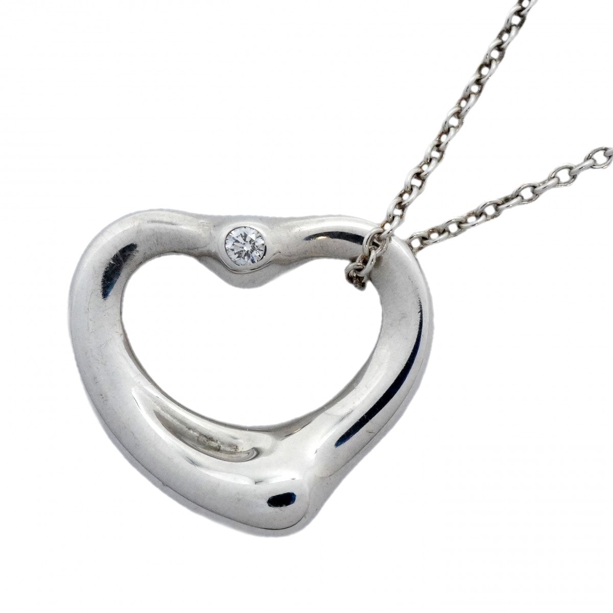 ★SALE【6jdb0408-17】ティファニー ネックレス オープンハート 2PD シルバー925 ダイヤモンド【中古】レディース