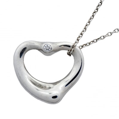 ★SALE【6jdb0408-17】ティファニー ネックレス オープンハート 2PD シルバー925 ダイヤモンド【中古】レディース