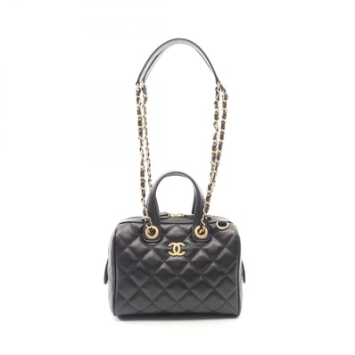 シャネル CHANEL マトラッセ ミニボストンバッグ 2WAY ショルダーバッグ バッグ キャビアスキン(グレインドカーフ) レディース ブラック系 AS5578 【中古】