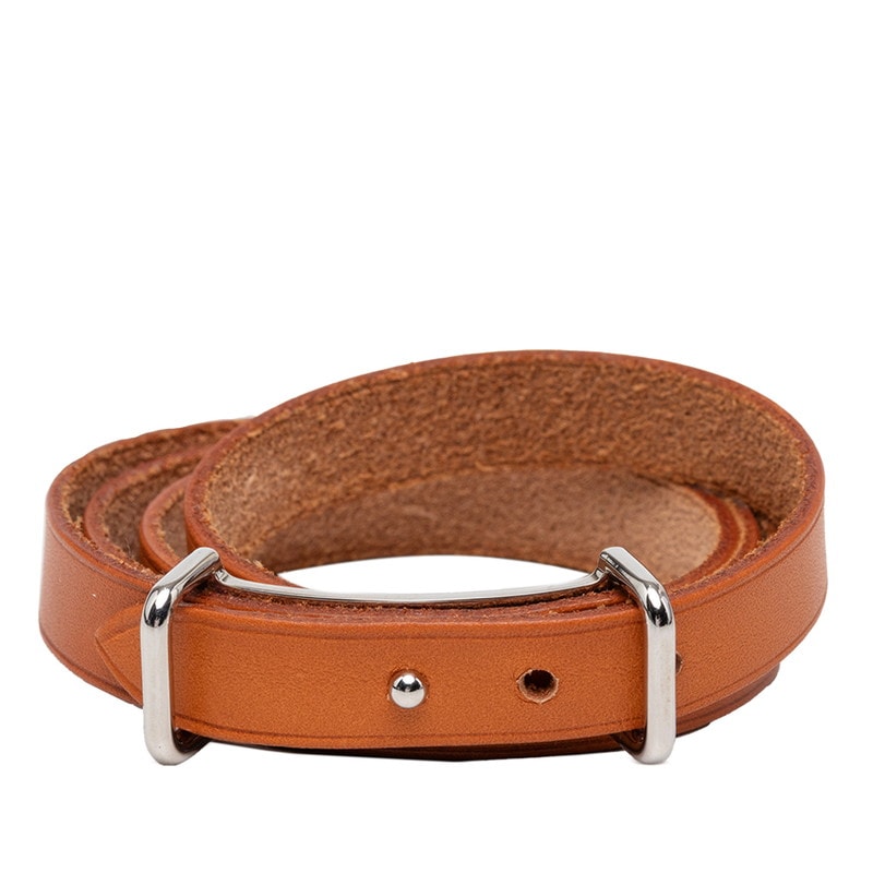 エルメス アピ2 ロング ブレスレット ブラウン レザー メタル レディース HERMES 【中古】
