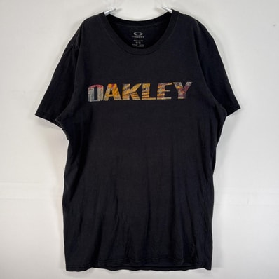 古着 オークリー OAKLEY 半袖Tシャツ 両面 プリント クルーネック フェード M ブラック メンズ