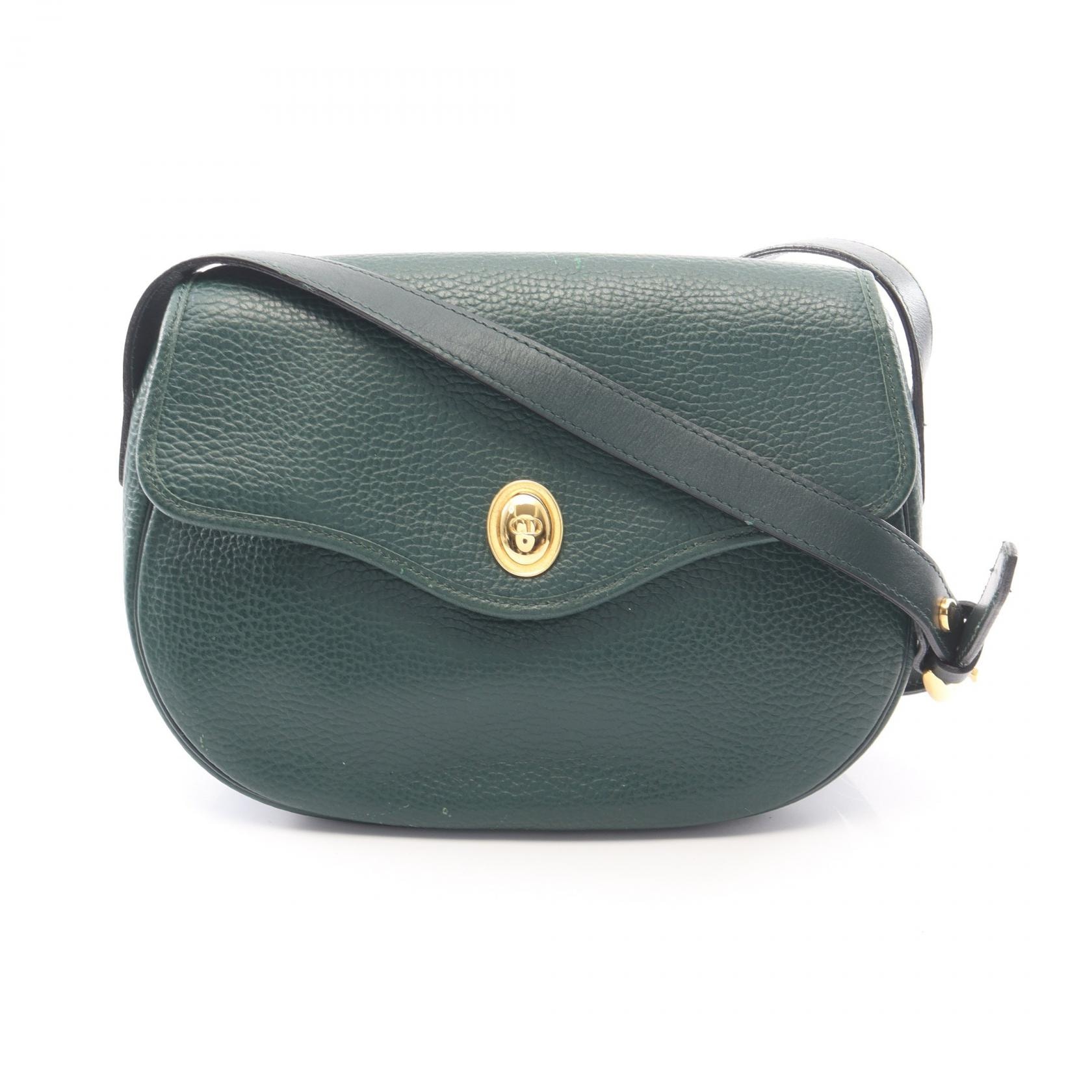 ディオール Dior CDロゴ ショルダーバッグ バッグ レザー レディース グリーン系 【中古】