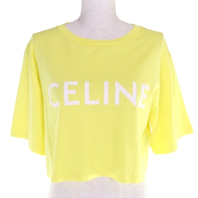 極美品 セリーヌ 半袖Tシャツ ロゴプリント クロップド S 2X761671Q