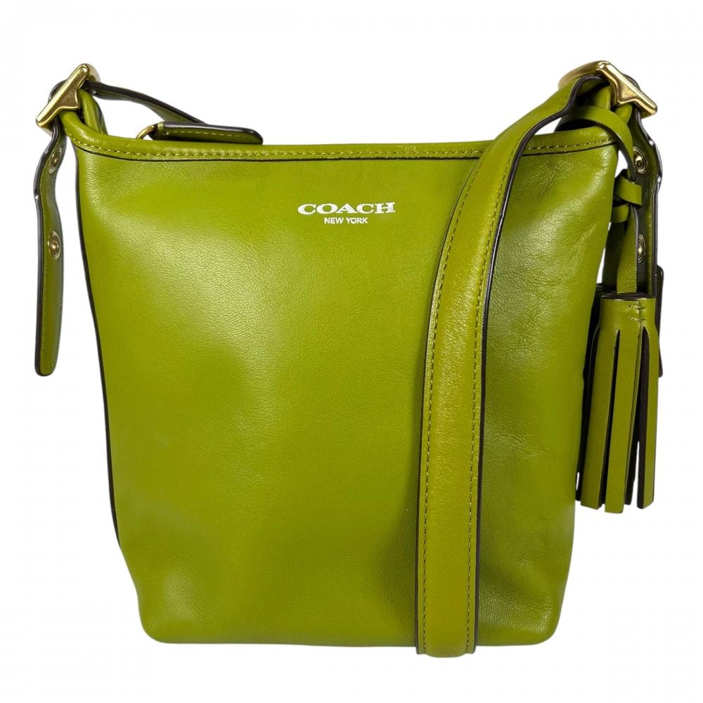 COACH コーチ ショルダーバッグ レガシー フリンジタッセル 斜め掛け レザー グリーン 緑 ゴールド金具 レディース【中古品】