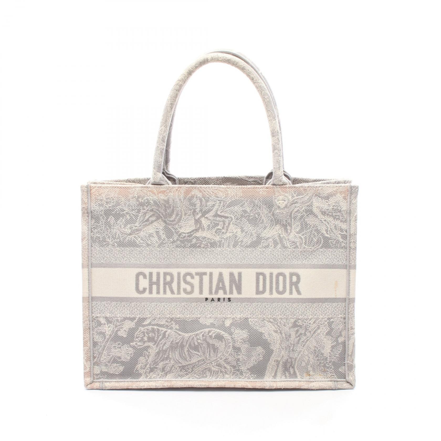 ディオール Dior BOOK TOTE ブックトート ミディアム トートバッグ バッグ キャンバス レディース グレー系 / ホワイト系 【中古】