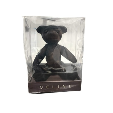 美品 CELINE セリーヌ マカダム ブラック キャンバス ぬいぐるみ テディベア S1-00180 【中古】