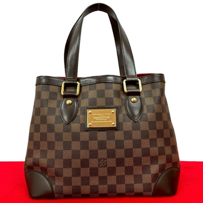 LOUIS VUITTON ルイヴィトン ハムステッド ダミエ ロゴ プレート金具 レザー PVC トートバッグ ブラウン
32081