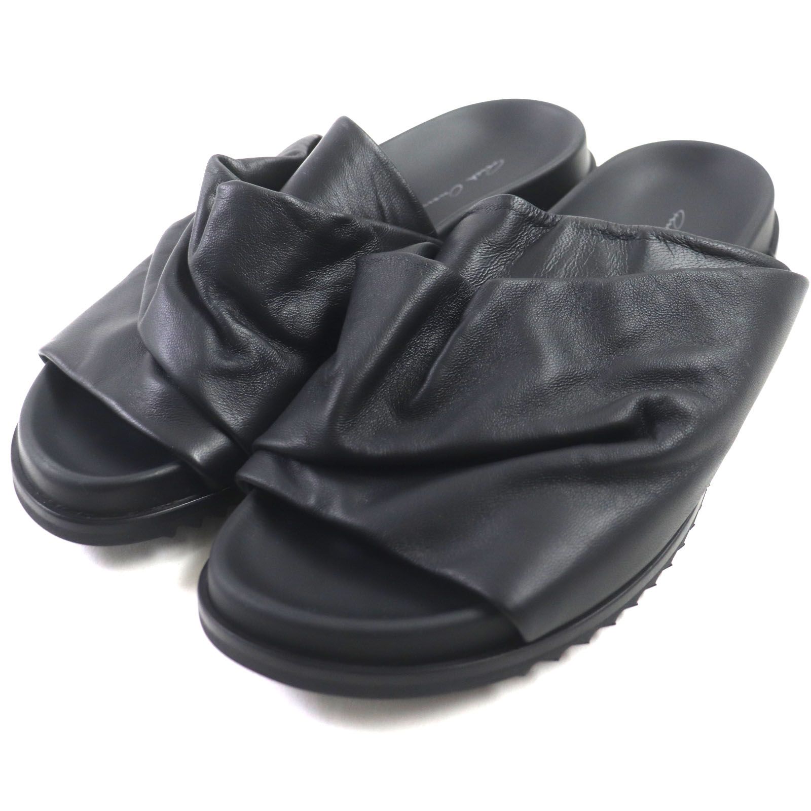 【関税・送料込】RICK OWENS Mobious Granola レザーサンダル Rick Owens サンダル Mobius Granola - 黒 | RU17S3838LB09
