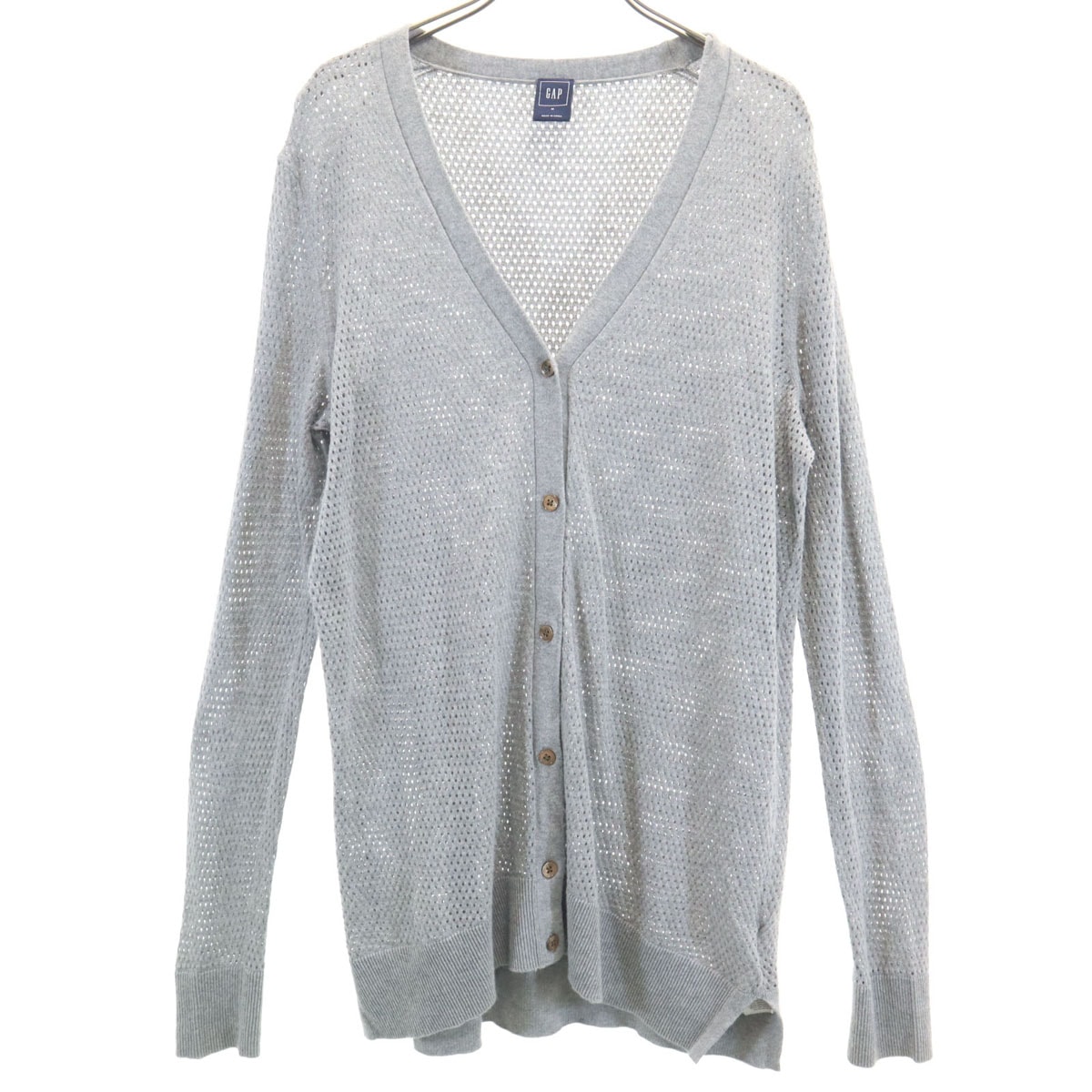 GAP ギャップ 長袖 Vネック ニットカーディガン M グレー