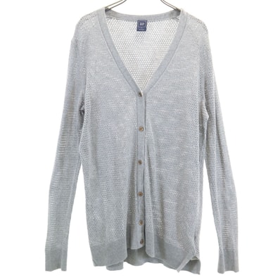 GAP ギャップ 長袖 Vネック ニットカーディガン M グレー