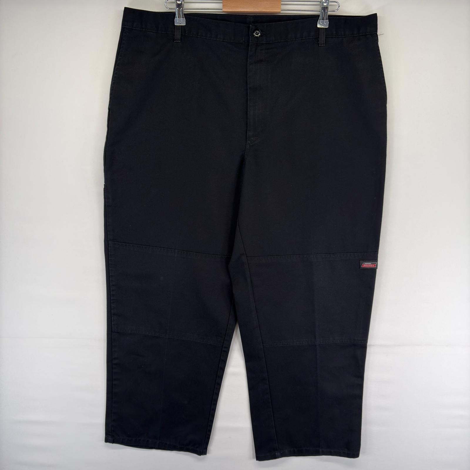 古着 ディッキーズ Dickies パンツ ダブルニー ジッパーフライ 大きいサイズ ワンポイントロゴ W32 L30  ブラック系 メンズ