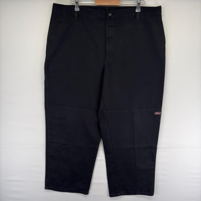 古着 ディッキーズ Dickies パンツ ダブルニー ジッパーフライ 大きいサイズ ワンポイントロゴ W32 L30 ブラック系 メンズ