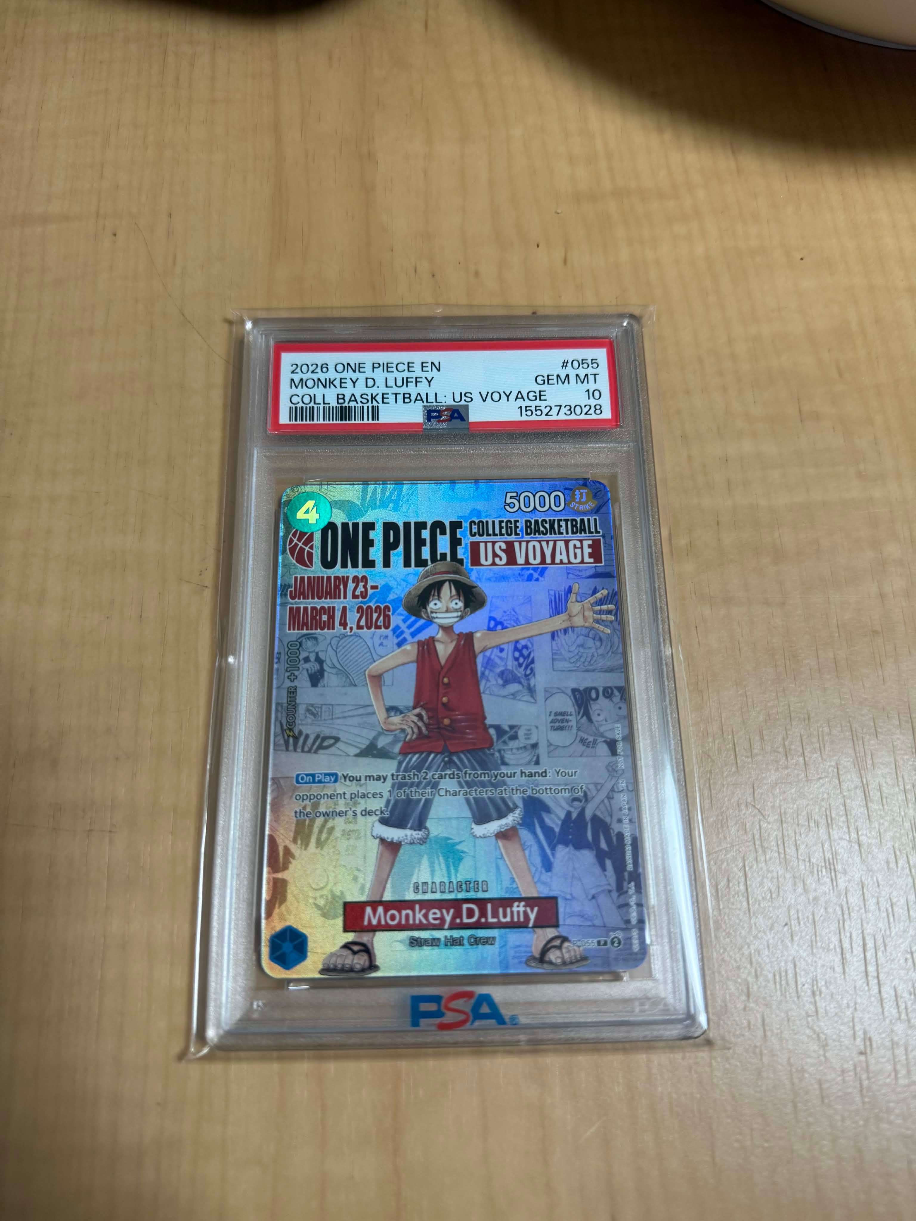 モンキー・D・ルフィ:P (開封済) [P-055]【英語版】(プロモーションカード「ワンピース カレッジ バスケットボール:USボヤージュ」)