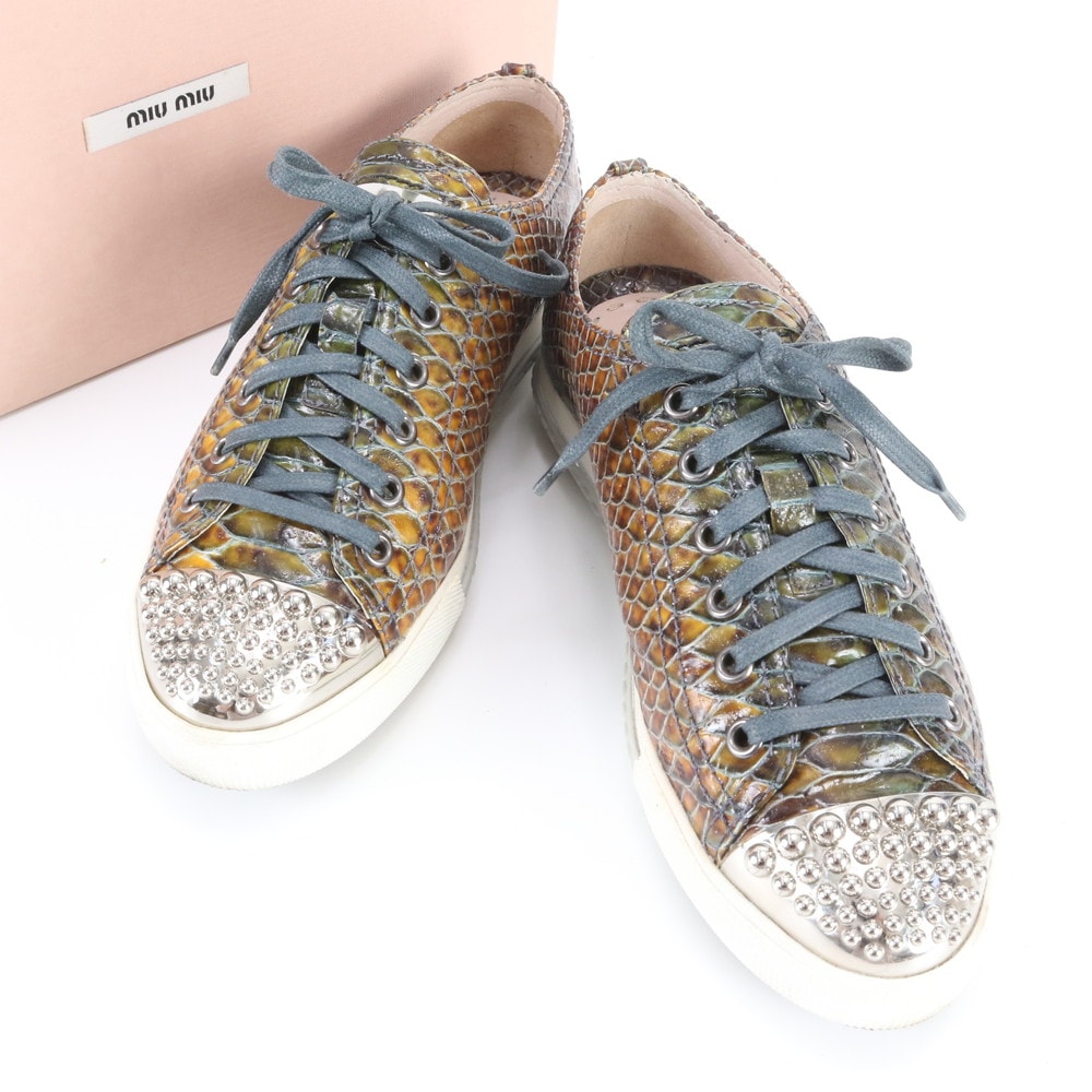 ミュウミュウ スタッズ 37 24cm 相当 5E8481 スニーカー