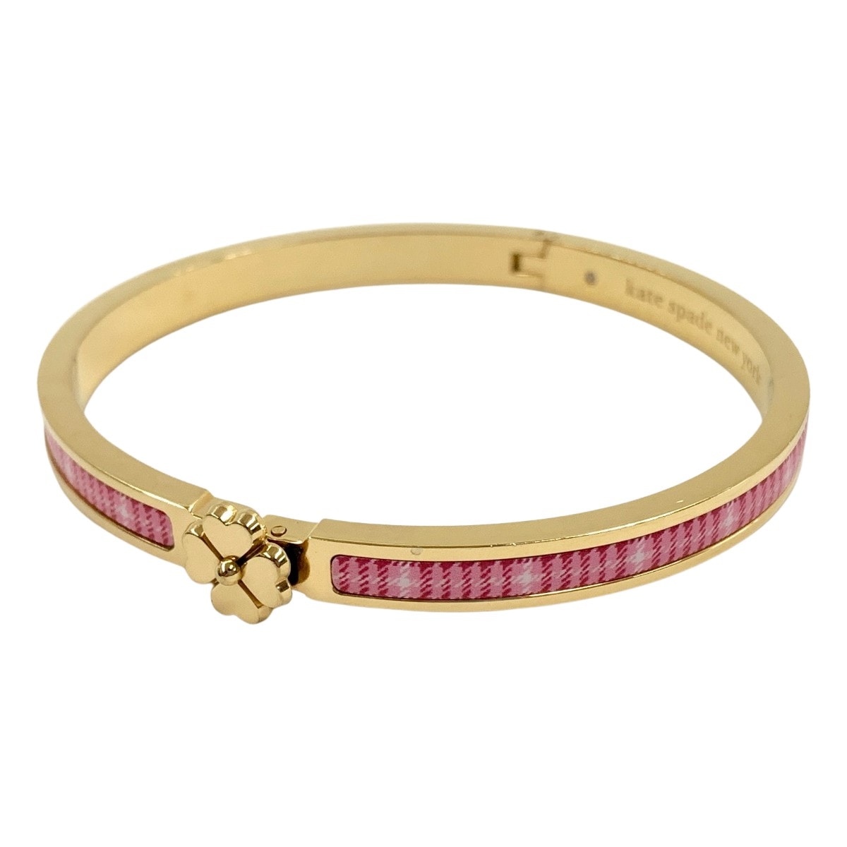 〇〇Kate Spade ケイトスペード ヘリテージ スペード フラワー シン ヒンジ バングル ブレスレット ゴールド x ピンク