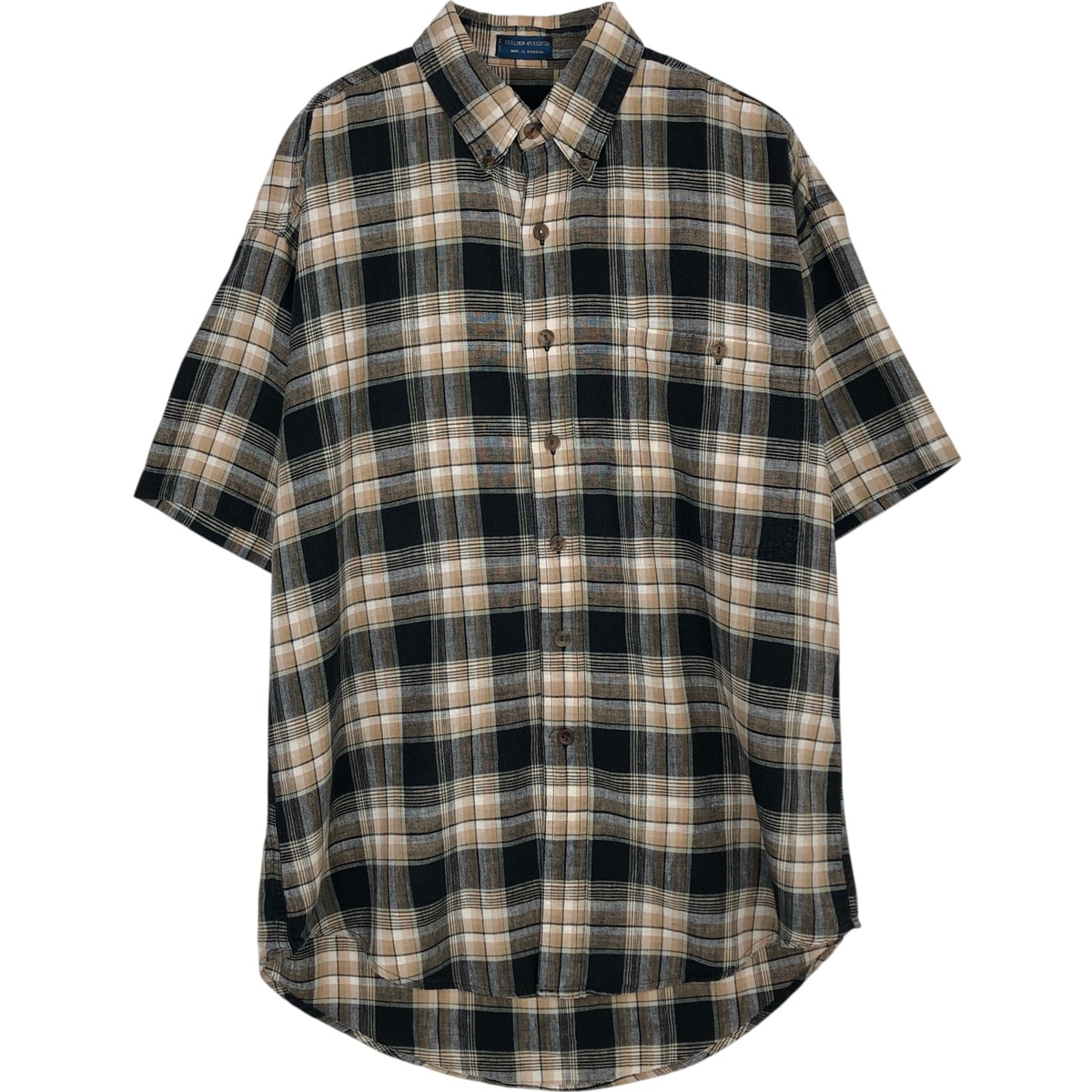 古着 80年代 ラルフローレン Ralph Lauren CHAPS チャップス 半袖 コットン×リネン ボタンダウンシャツ メンズM相当/eaa612013