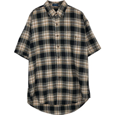 古着 80年代 ラルフローレン Ralph Lauren CHAPS チャップス 半袖 コットン×リネン ボタンダウンシャツ メンズM相当/eaa612013