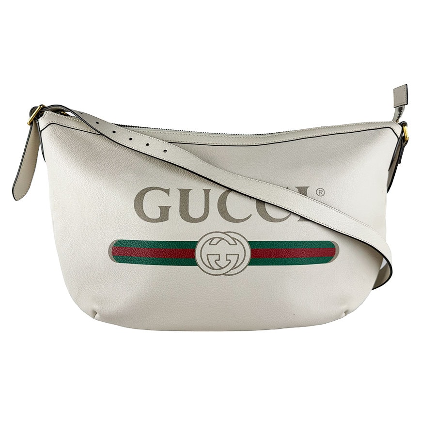 グッチ GUCCI ショルダーバッグ ハーフムーンホーボーショルダーバッグ レザー アイボリー ユニセックス 523588【中古】 z10802